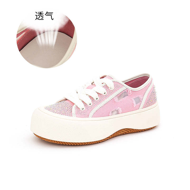 Women's Summer New Water Drill Canvas Sneakers Casual Breathable Fashion Sports Shoes