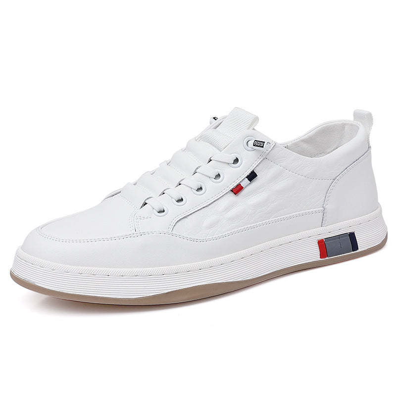 Men's Fashionable Leather Sneakers with Anti-skid and Breathable Function