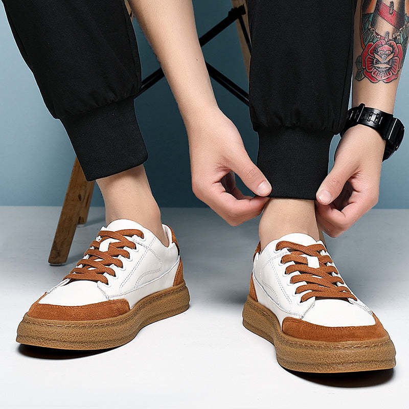 Men's Fashionable Low-top Leather Sneakers, Summer New Style, Retro and Casual German Training Shoes