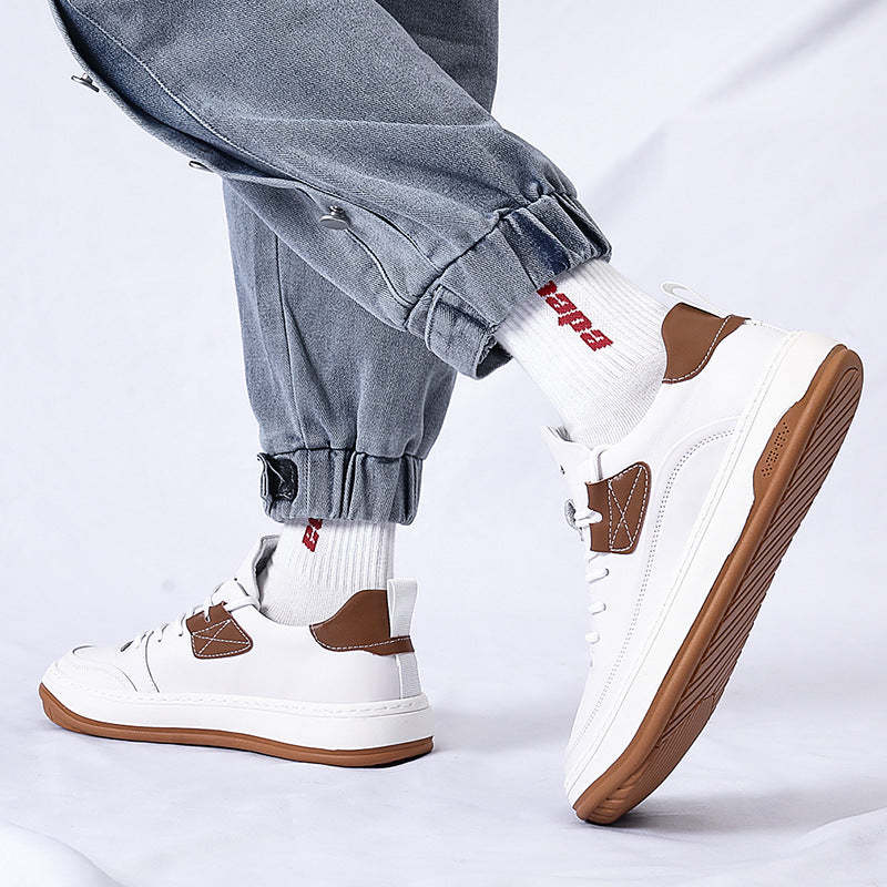 Men's Breathable Hollow Leather Shoes, Fashionable Sports Shoes for Ages 18-40