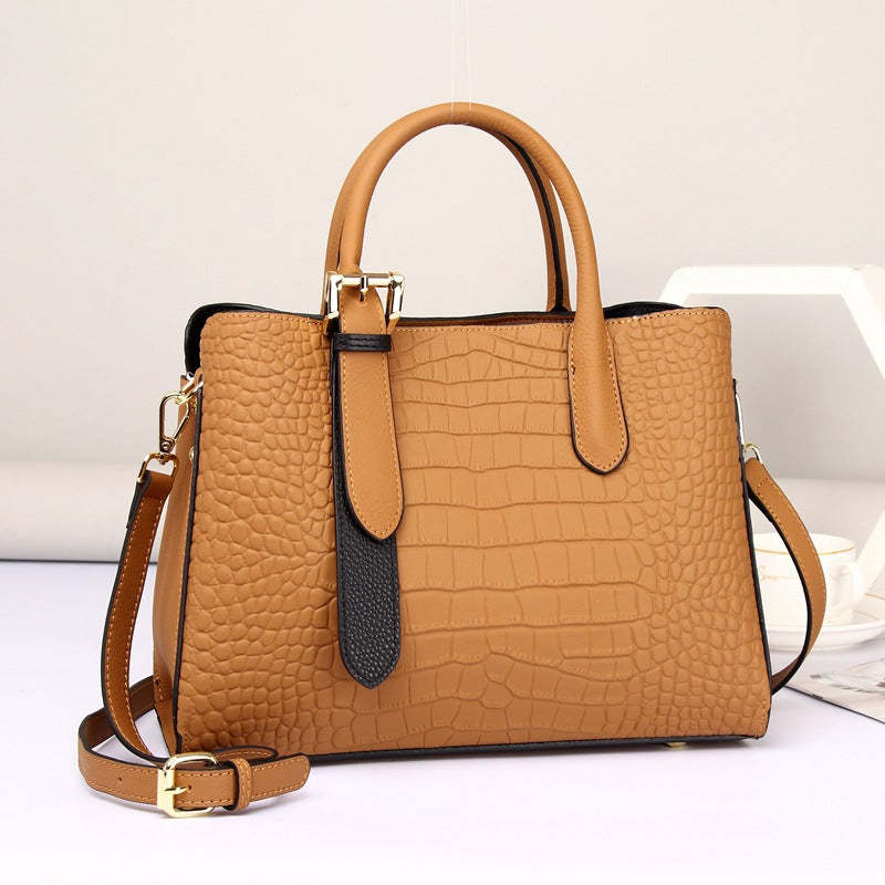 Fashion Lady Real Leather Crocodile Pattern Handbag Shoulder Bag 6058