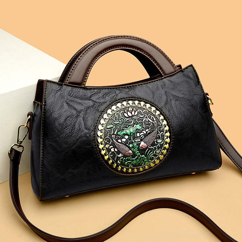 New Fashion PU Splicing Women's Saddle Bag Handbag Shoulder Bag Crossbody Bag