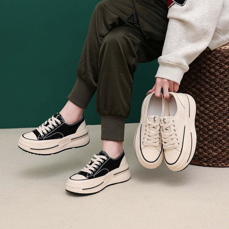 Women's Fashion Sneakers - Breathable Casual Shoes with Increased Height for Spring