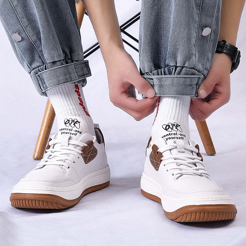 Men's Breathable Hollow Leather Shoes, Fashionable Sports Shoes for Ages 18-40