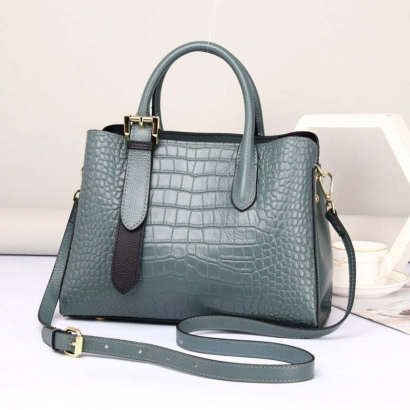 Fashion Lady Real Leather Crocodile Pattern Handbag Shoulder Bag 6058