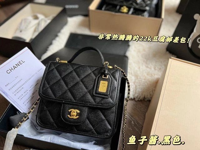 [Purchasing level] Xiaoxiang chane* latest 22k messenger bag, small square bag, horizontal messenger bag, large shoulder chain bag, patent leather bag, caviar bag, woolen bag, tofu bag