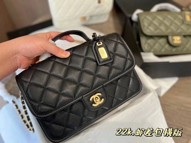 [Purchasing level] Xiaoxiang chane* latest 22k messenger bag, small square bag, horizontal messenger bag, large shoulder chain bag, patent leather bag, caviar bag, woolen bag, tofu bag