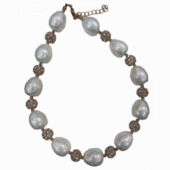 Pearl Rhinestone Gold Plated Jewelry Set Elegant Luxury Multi-Color Necklace Earrings Bracelet Women Party Bridal Accessories,www.hzwjewelry.com,Pearl Rhinestone Gold Plated Jewelry Set | Necklace Earrings Bracelet Bridal Party Accessories