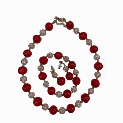 Pearl Rhinestone Gold Plated Jewelry Set Elegant Luxury Multi-Color Necklace Earrings Bracelet Women Party Bridal Accessories,www.hzwjewelry.com,Pearl Rhinestone Gold Plated Jewelry Set | Necklace Earrings Bracelet Bridal Party Accessories