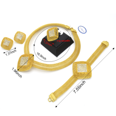 2025 Dubai Women's Fashion Jewelry Set Hot Selling Alloy Gold Plated Necklace Bracelet Earrings Rings Zircon Stone for Wedding