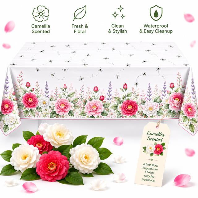 Printed Scented Rectangular Plastic Table Cover,MY SHOP,Printed Scented Rectangular Plastic Table Cover