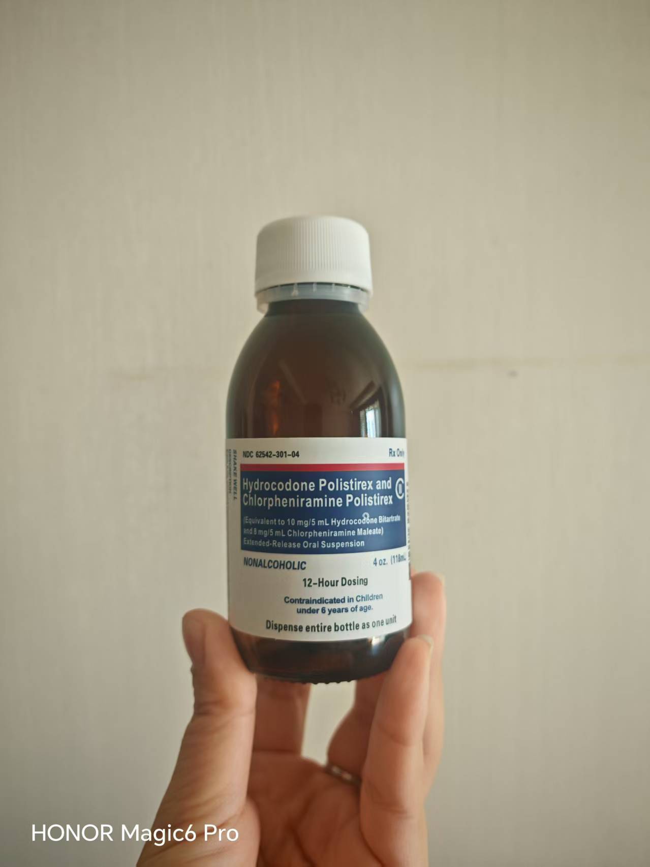 Fast Shipping Empty Glass Bottle with 4oz 118ml Tussionex Extended Release Oral Suspension Labels