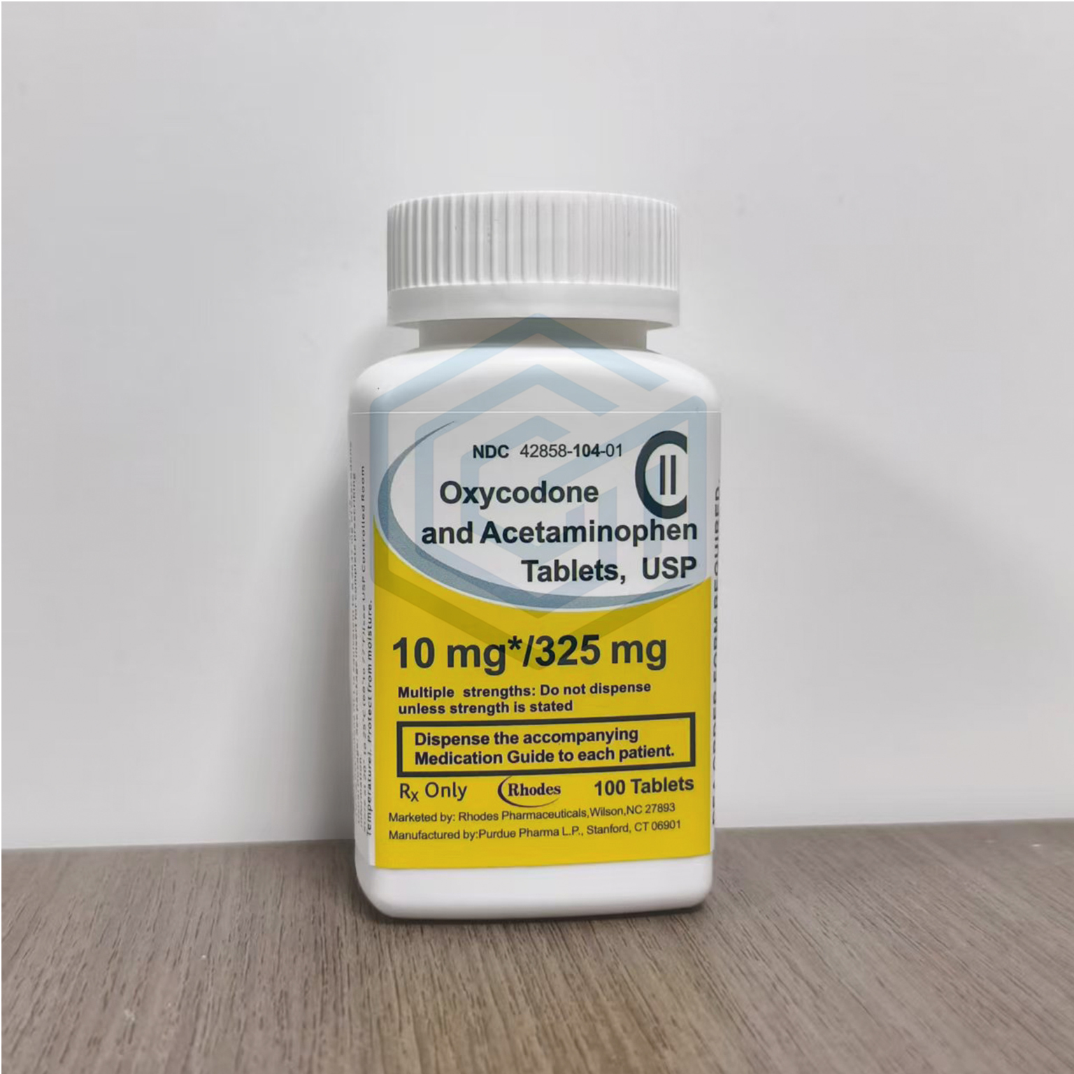 In Stock 5oz 150ml Rhodes OXYCodone Empty White Color HDPE Square Plastic Bottles with 10mg 325mg Rhodes Labels and CRC Lid