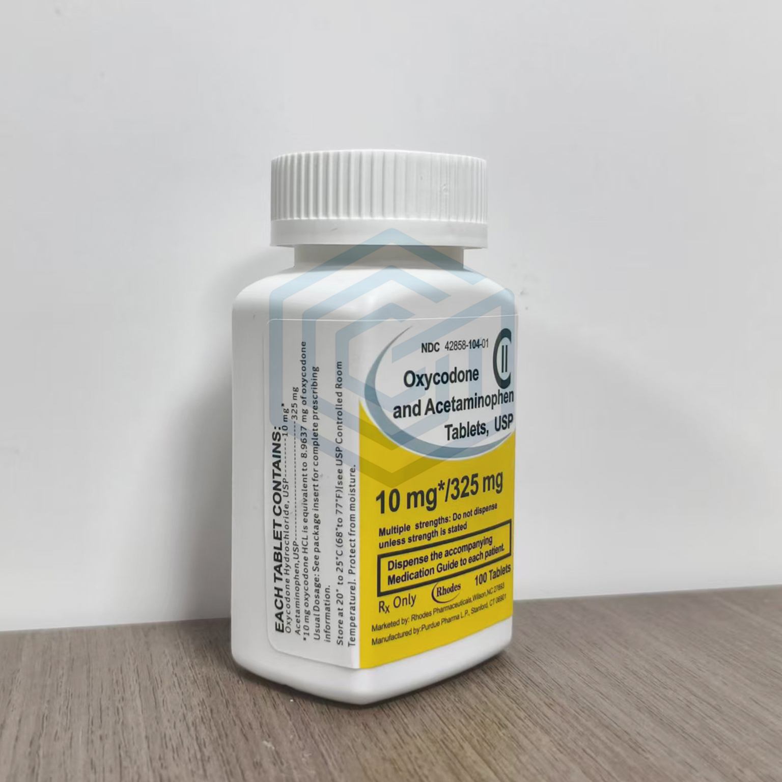 In Stock 5oz 150ml Rhodes OXYCodone Empty White Color HDPE Square Plastic Bottles with 10mg 325mg Rhodes Labels and CRC Lid