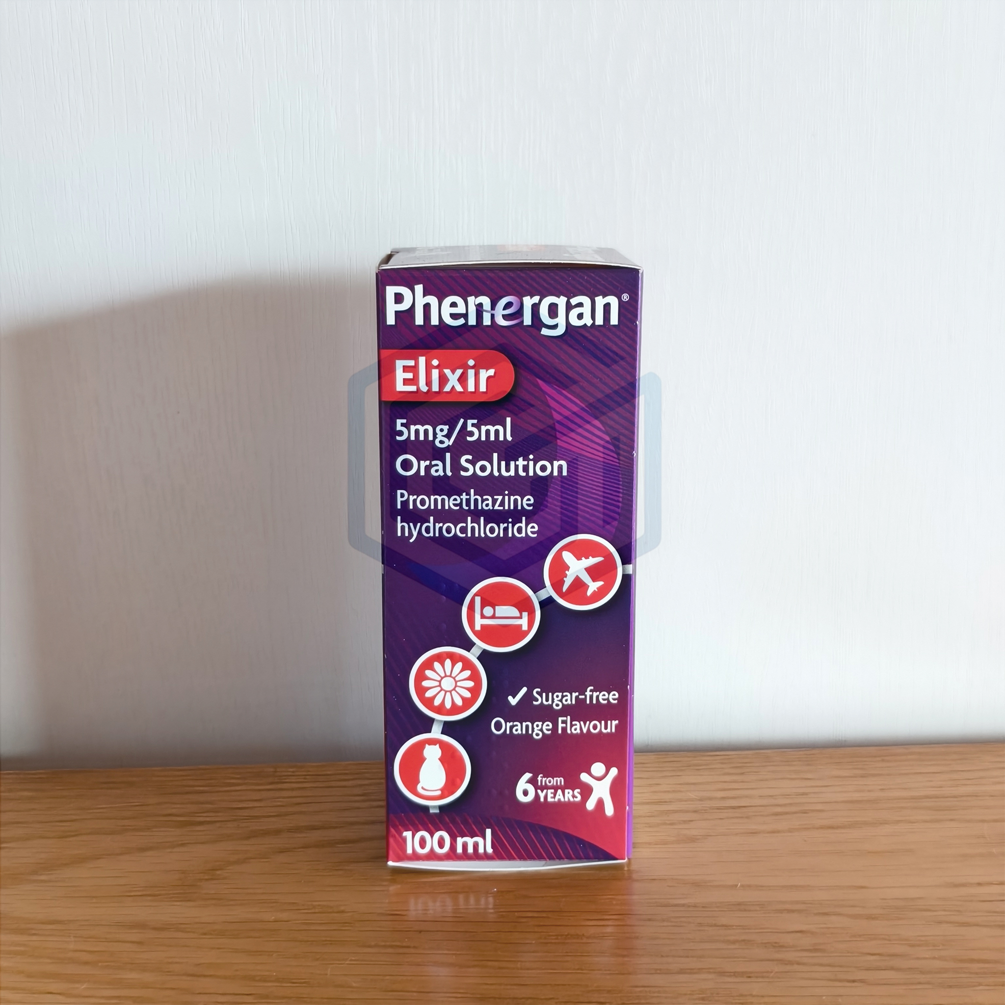 100ml Phenergan Elixir 5mg/5ml Oral Solution Empty Glass Bottle ,Label,Box,and Instructions