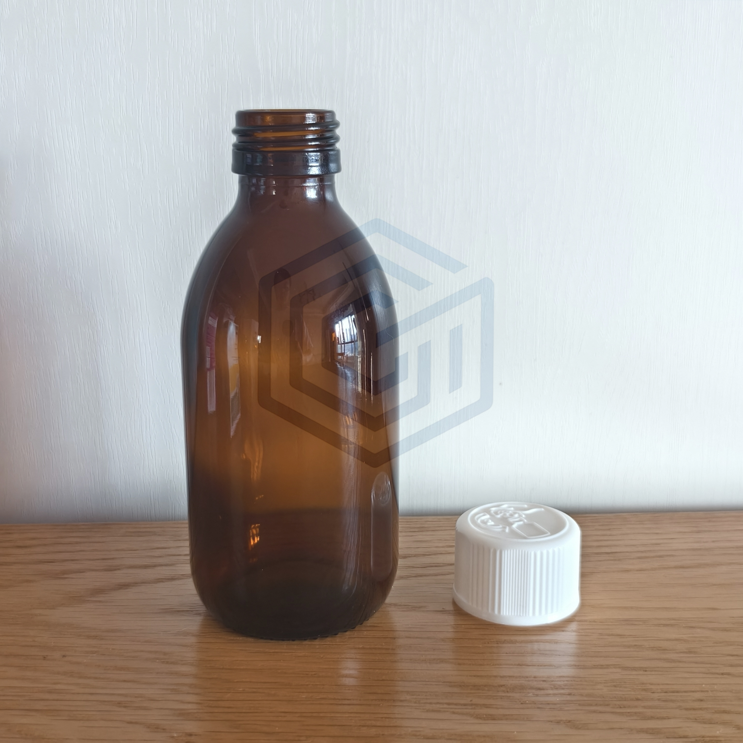 Empty Glass Bottle with Label,Box,and Instructions for Relonchem Linctus Syrup