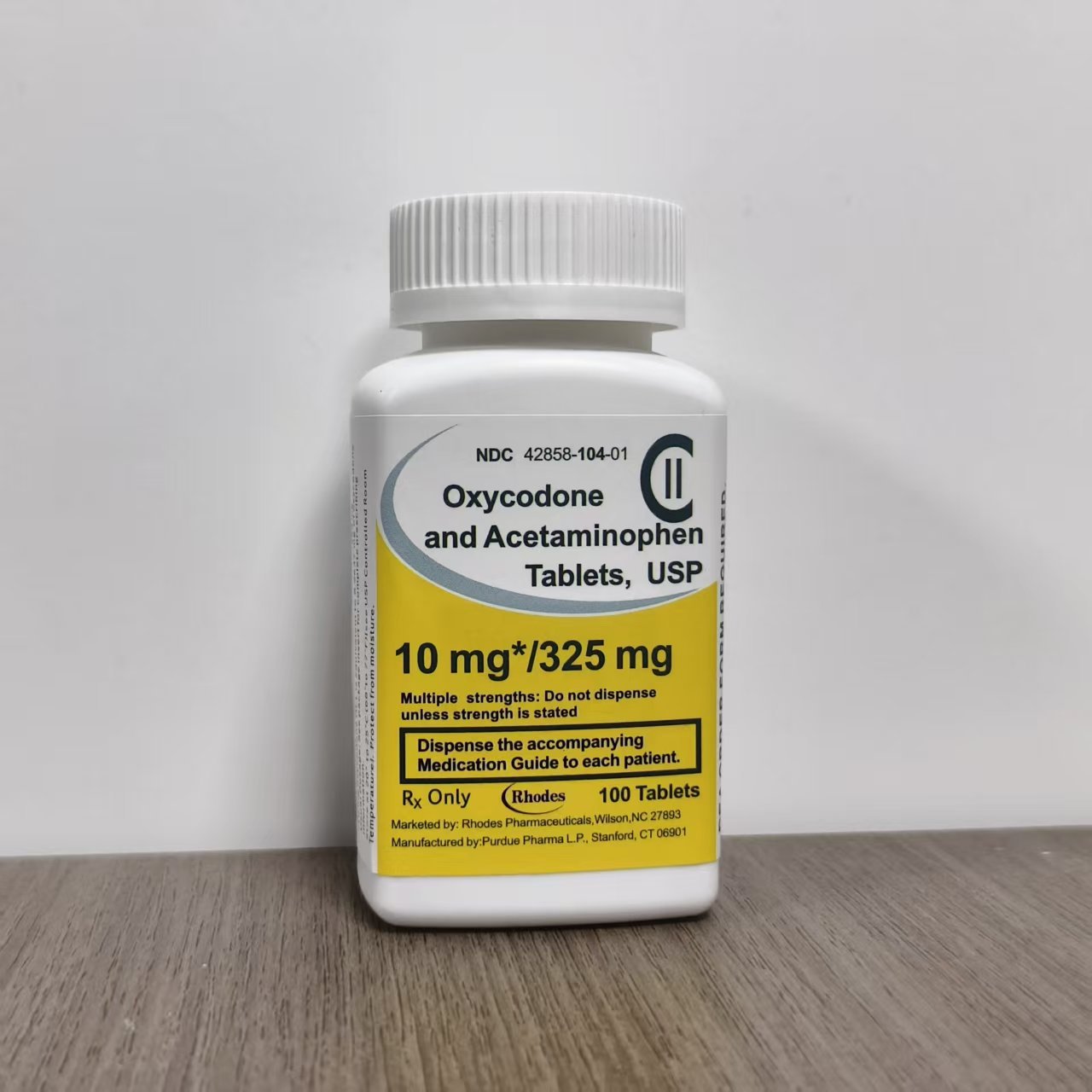 In Stock 5oz 150ml Rhodes OXYCodone Empty White Color HDPE Square Plastic Bottles with 10mg 325mg Rhodes Labels and CRC Lid