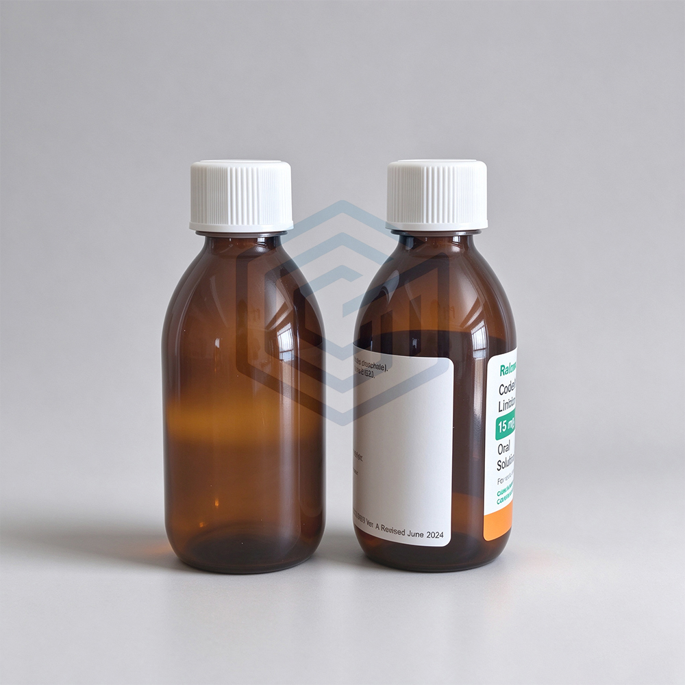New Stock RelonChem Codeine Linctus 15 Mg/5 ml 200ml Empty Glass Bottle Full Packaging with Red Crc Lid, Label and Box ,Specification From Bell's