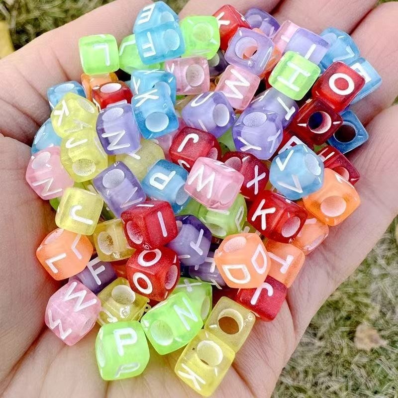 Square Acrylic Alphabet Beads DIY Jewelry Accessories Loose Beads Handmade Craft Materials