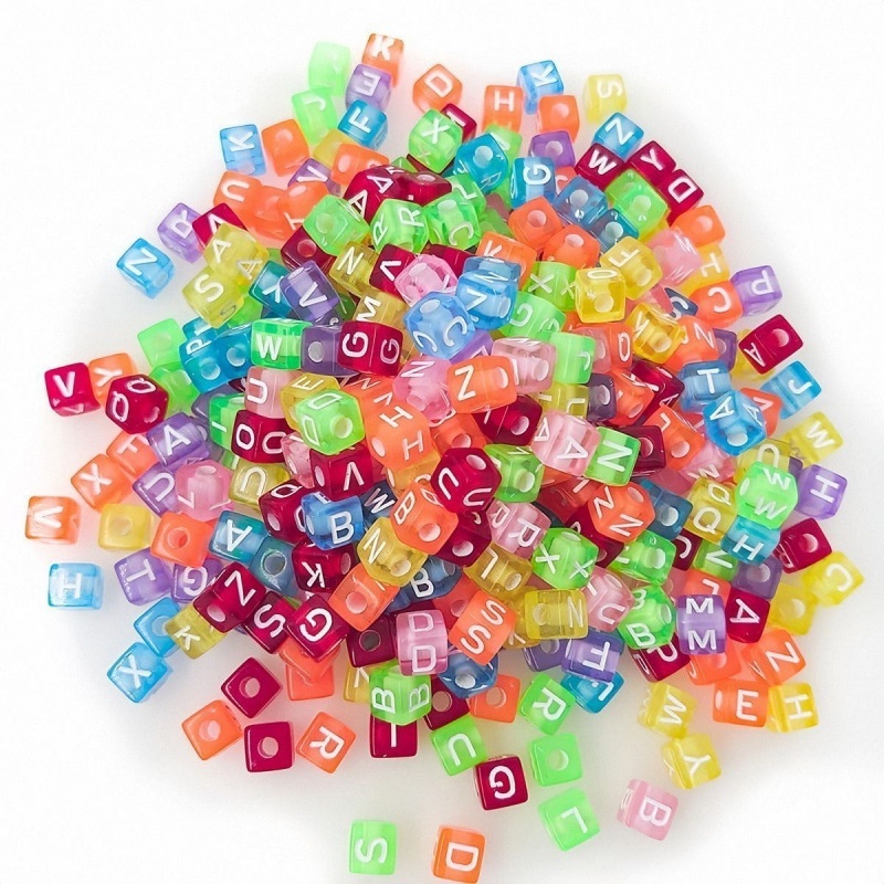 Square Acrylic Alphabet Beads DIY Jewelry Accessories Loose Beads Handmade Craft Materials