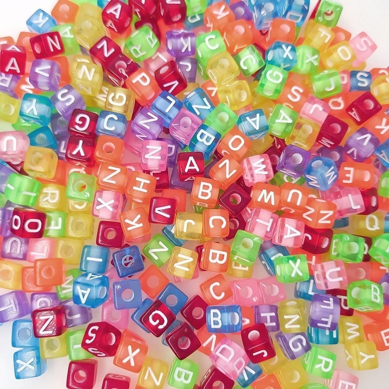 Square Acrylic Alphabet Beads DIY Jewelry Accessories Loose Beads Handmade Craft Materials