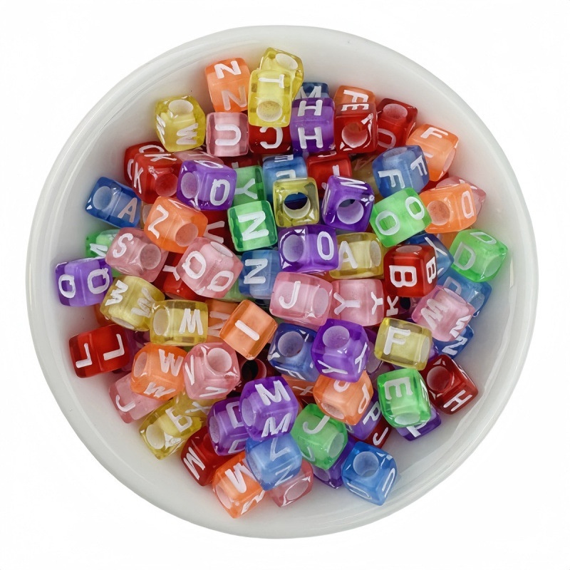 Square Acrylic Alphabet Beads DIY Jewelry Accessories Loose Beads Handmade Craft Materials