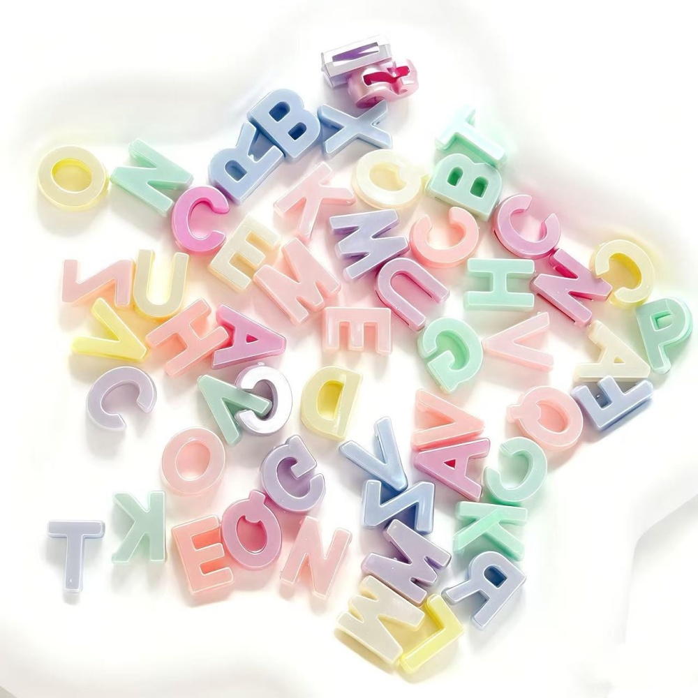  Large Hole Painted Acrylic Letter Beads DIY Jewelry Loose Beads for Bag Charm Keychain Phone Chain