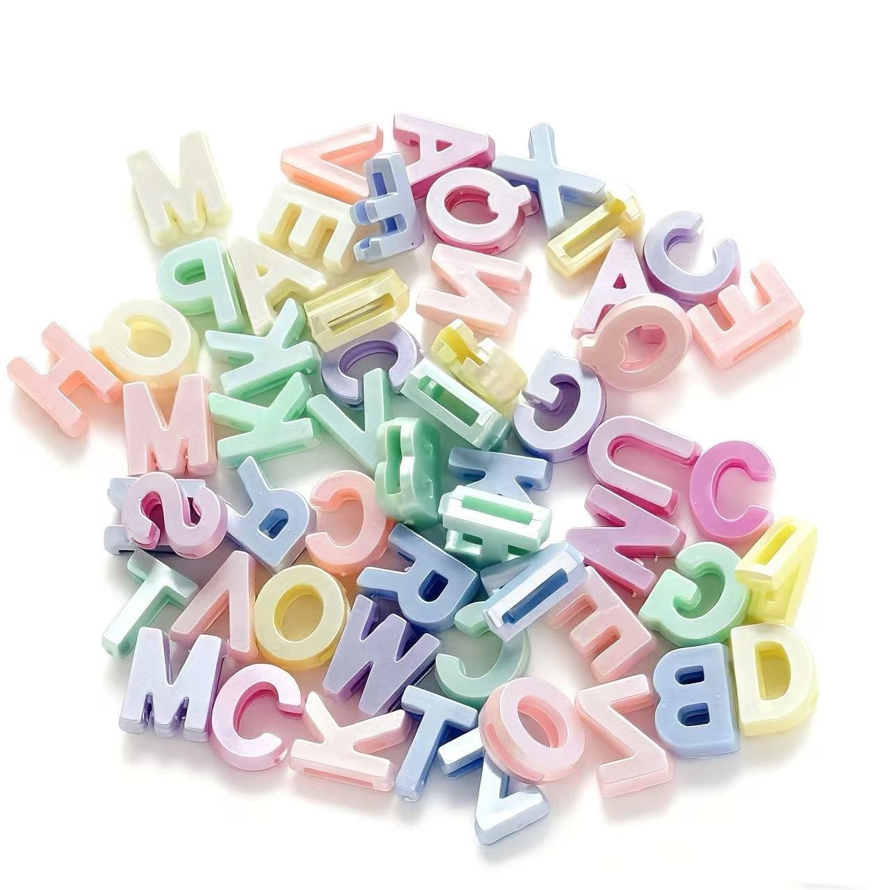  Large Hole Painted Acrylic Letter Beads DIY Jewelry Loose Beads for Bag Charm Keychain Phone Chain