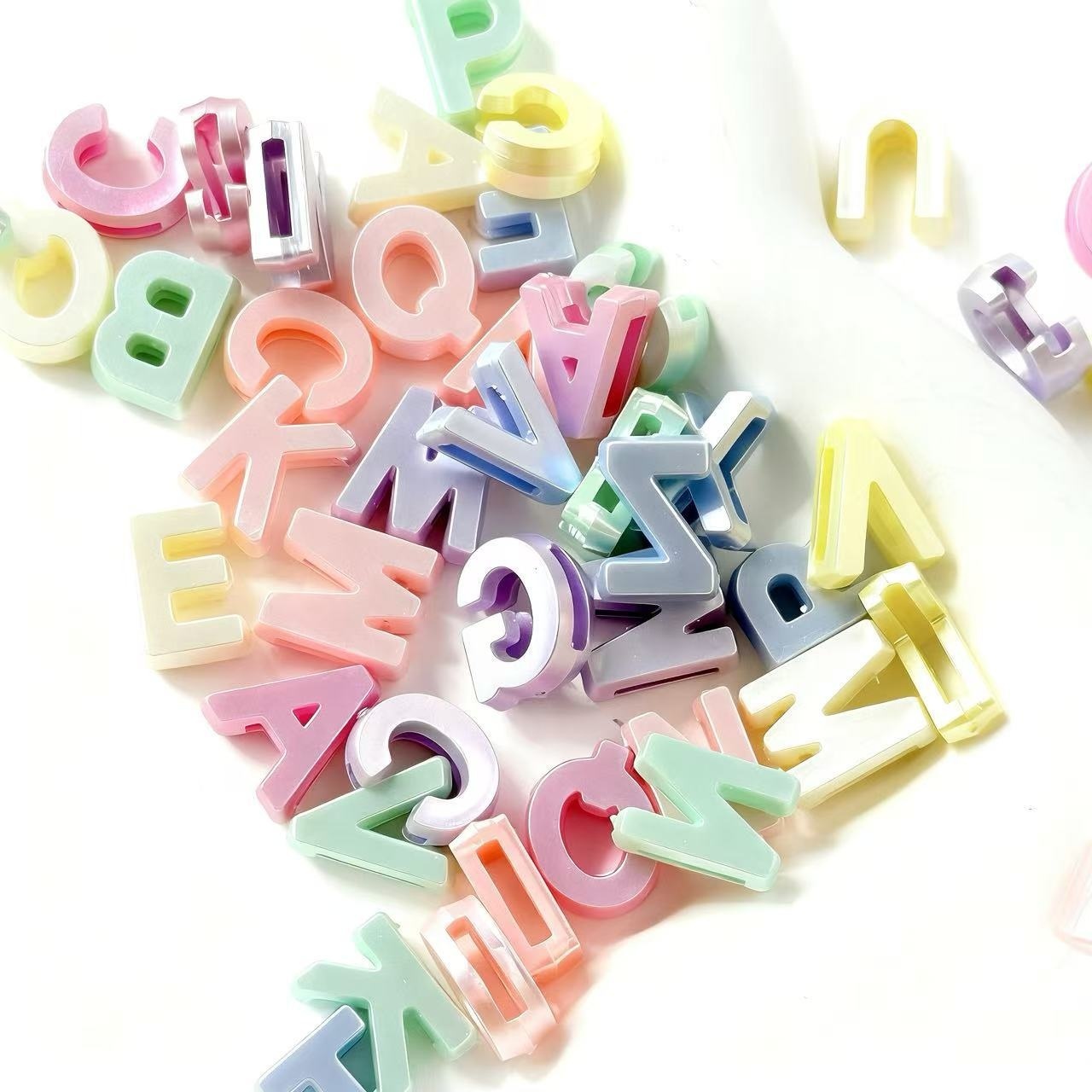  Large Hole Painted Acrylic Letter Beads DIY Jewelry Loose Beads for Bag Charm Keychain Phone Chain