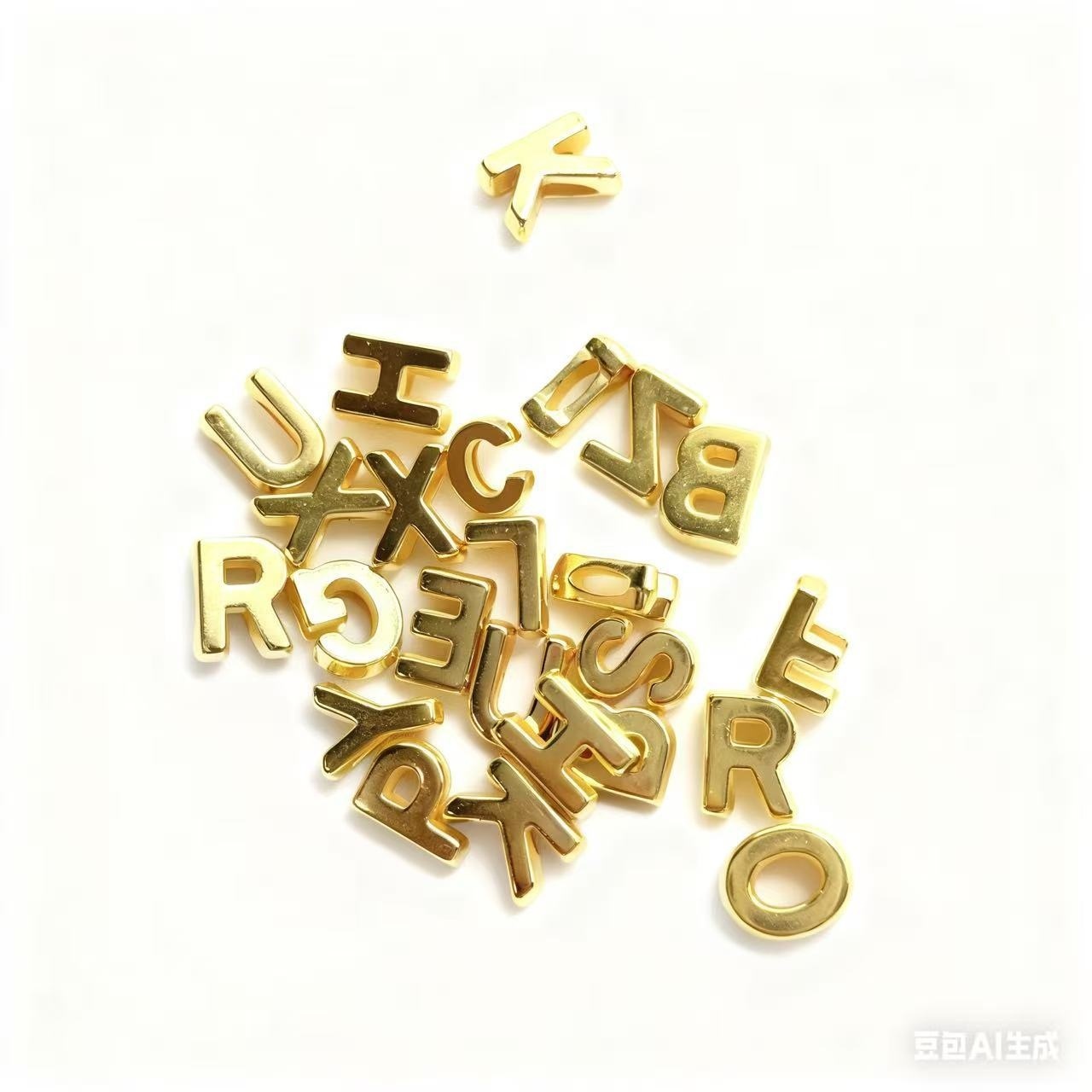 Acrylic Gold Hip Hop Alphabet Beads, 26 Letter Perforated Beads DIY Jewelry Making Supplies