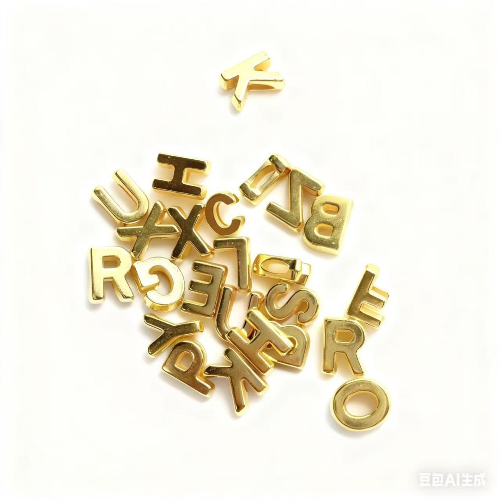 Acrylic Gold Hip Hop Alphabet Beads, 26 Letter Perforated Beads DIY Jewelry Making Supplies