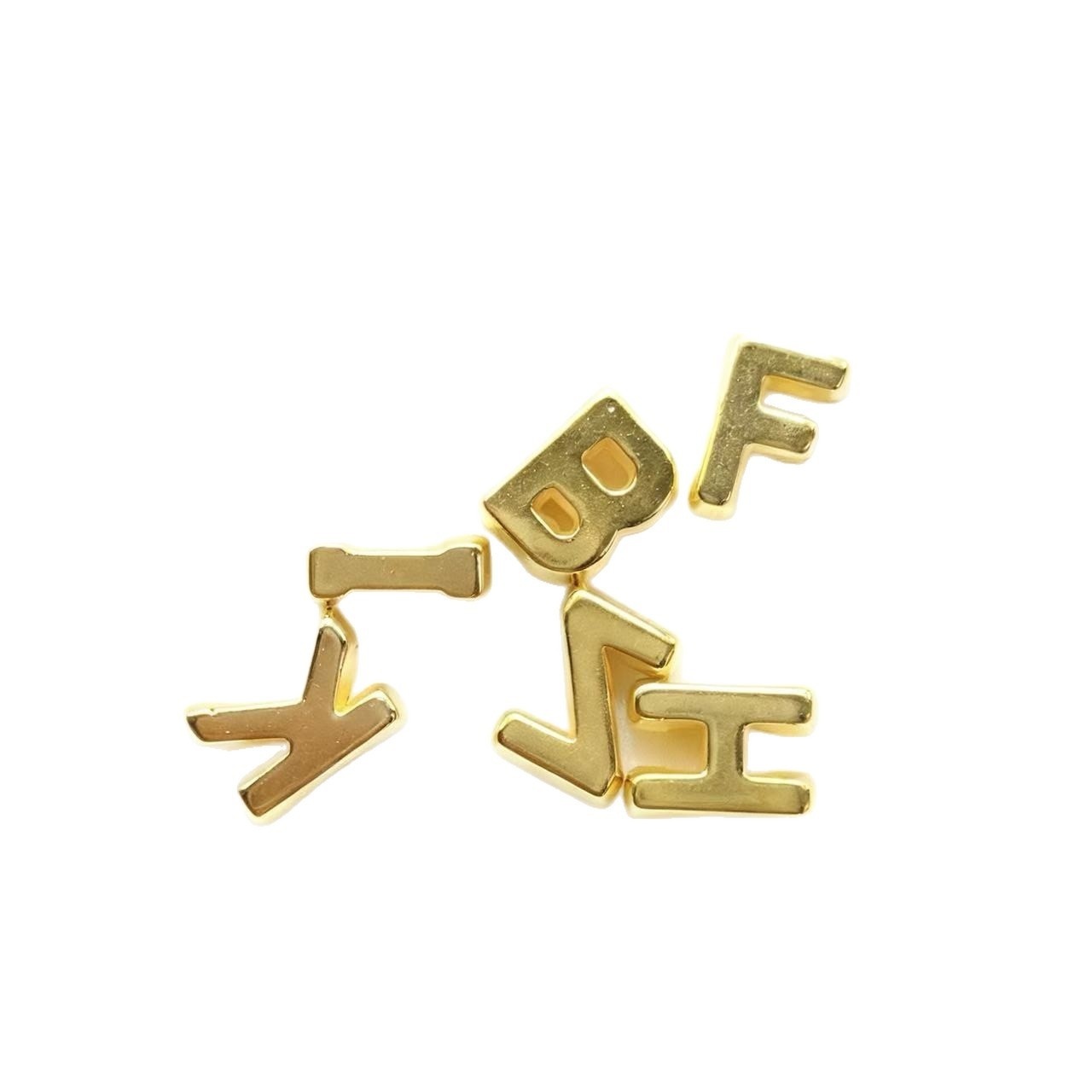 Acrylic Gold Hip Hop Alphabet Beads, 26 Letter Perforated Beads DIY Jewelry Making Supplies