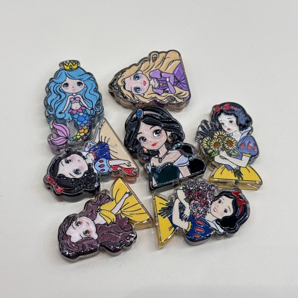 Through Hole Princess Series Double Sided Cartoon Irregular Beads, DIY Craft Supplies for Pen, Phone Chain & Bag Hanging