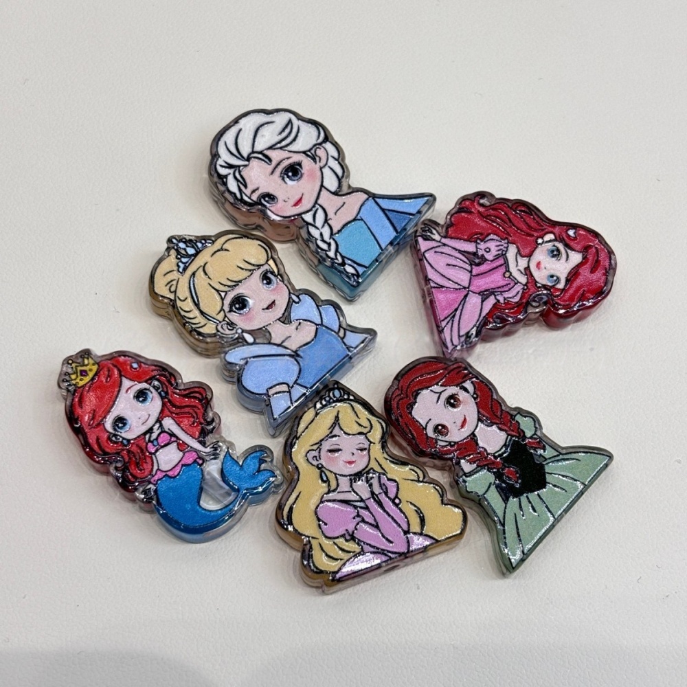 Through Hole Princess Series Double Sided Cartoon Irregular Beads, DIY Craft Supplies for Pen, Phone Chain & Bag Hanging