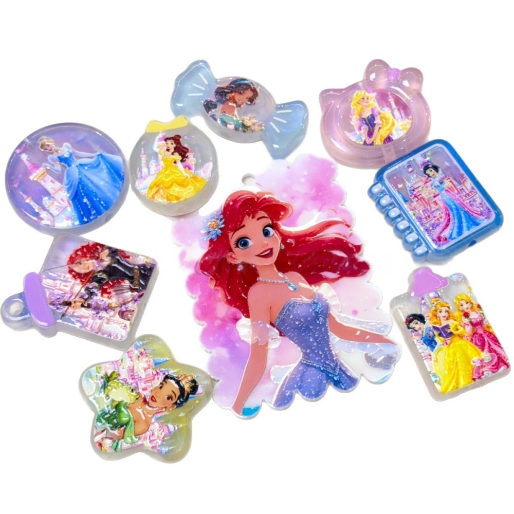 Through Hole Cartoon Princess Shaped Beads, DIY Materials for Keychains, Bag Charms & Handmade Ornaments