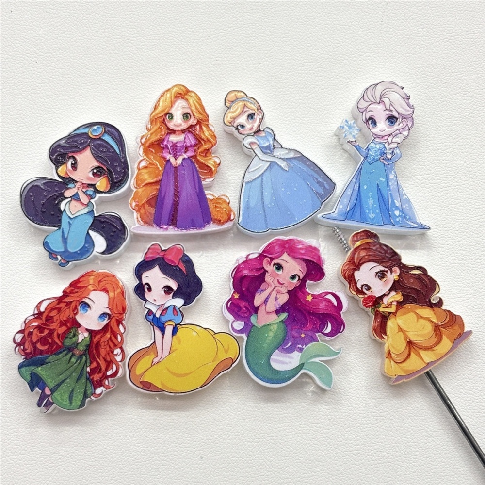 Double Sided Carved Princess Print Beads, Vertical Hole Beads for Pen Making & DIY Jewelry