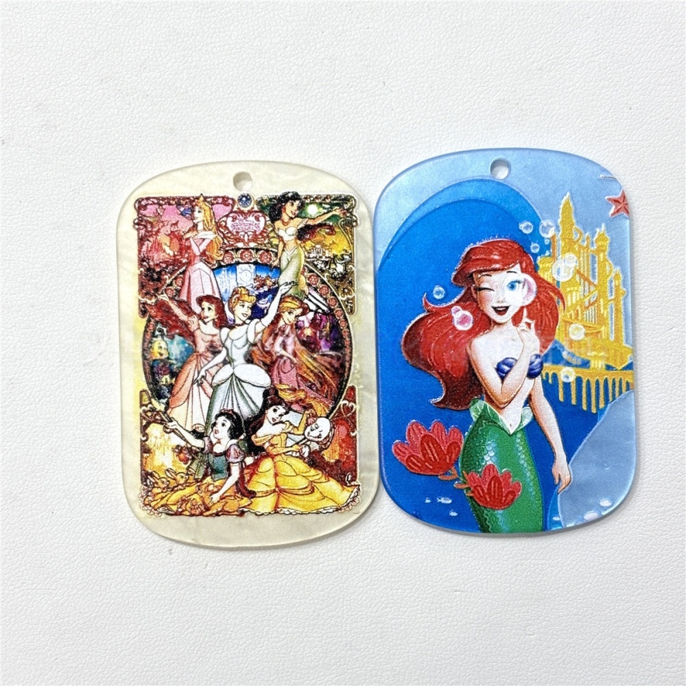 Double Sided Engraved & Printed Princess Card Charms with Hanging Hole for Pendants, Phone Chain & Bag Hanger