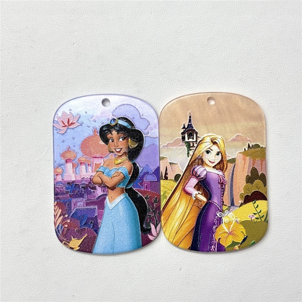 Double Sided Engraved & Printed Princess Card Charms with Hanging Hole for Pendants, Phone Chain & Bag Hanger