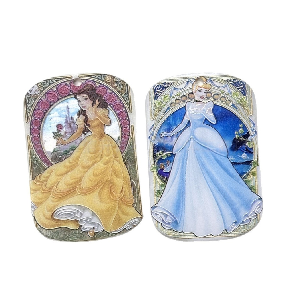 Hanging Hole Double Sided Engraved & Printed Princess Card Charms for DIY Jewelry, Pendants, Phone Chains & Bag Hangers
