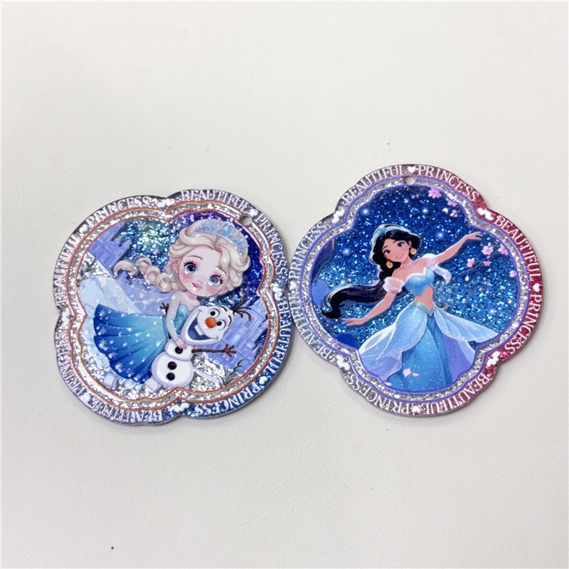 Hanging Hole Acrylic Double Sided Carved Princess Printed Card Charms for DIY Phone & Keychain Accessories
