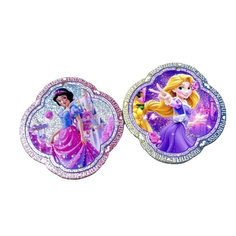 Hanging Hole Acrylic Double Sided Carved Princess Printed Card Charms for DIY Phone & Keychain Accessories