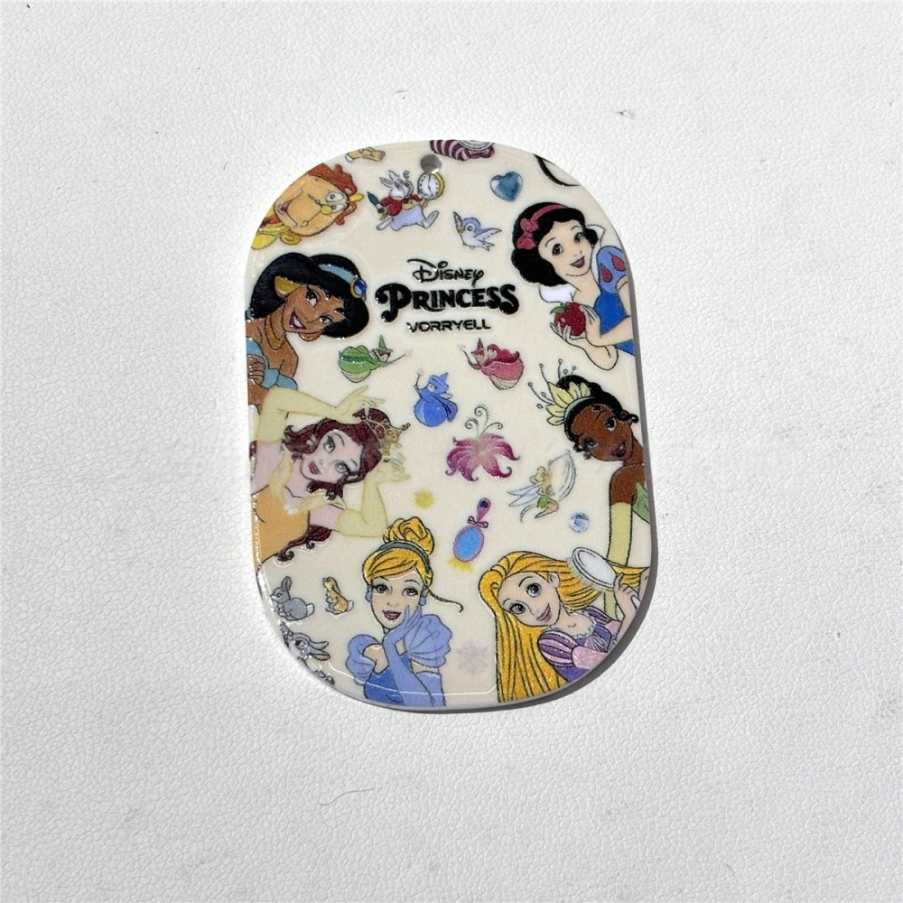 Engraved Princess Pattern Card Pendants with Hanging Hole for DIY Handmade Accessories & Bag Charms
