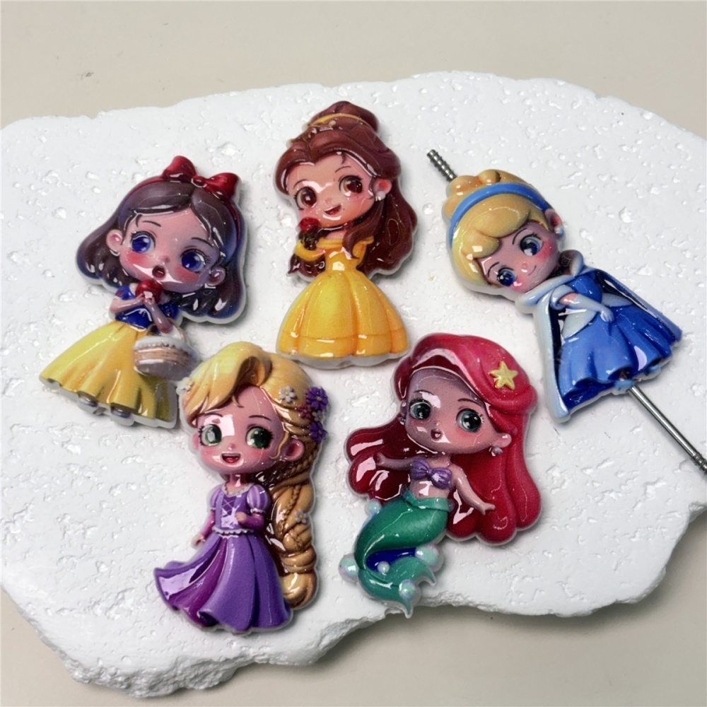 Double Sided Printed Princess Cartoon Beads, Loose Beads for Pen Making, Phone Lanyard & DIY Crafts