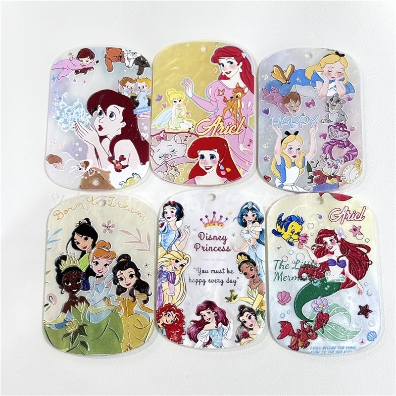 Princess Pattern Card Charms with Hanging Hole, Double Sided Carved Design for Phone Lanyard & Craft Materials