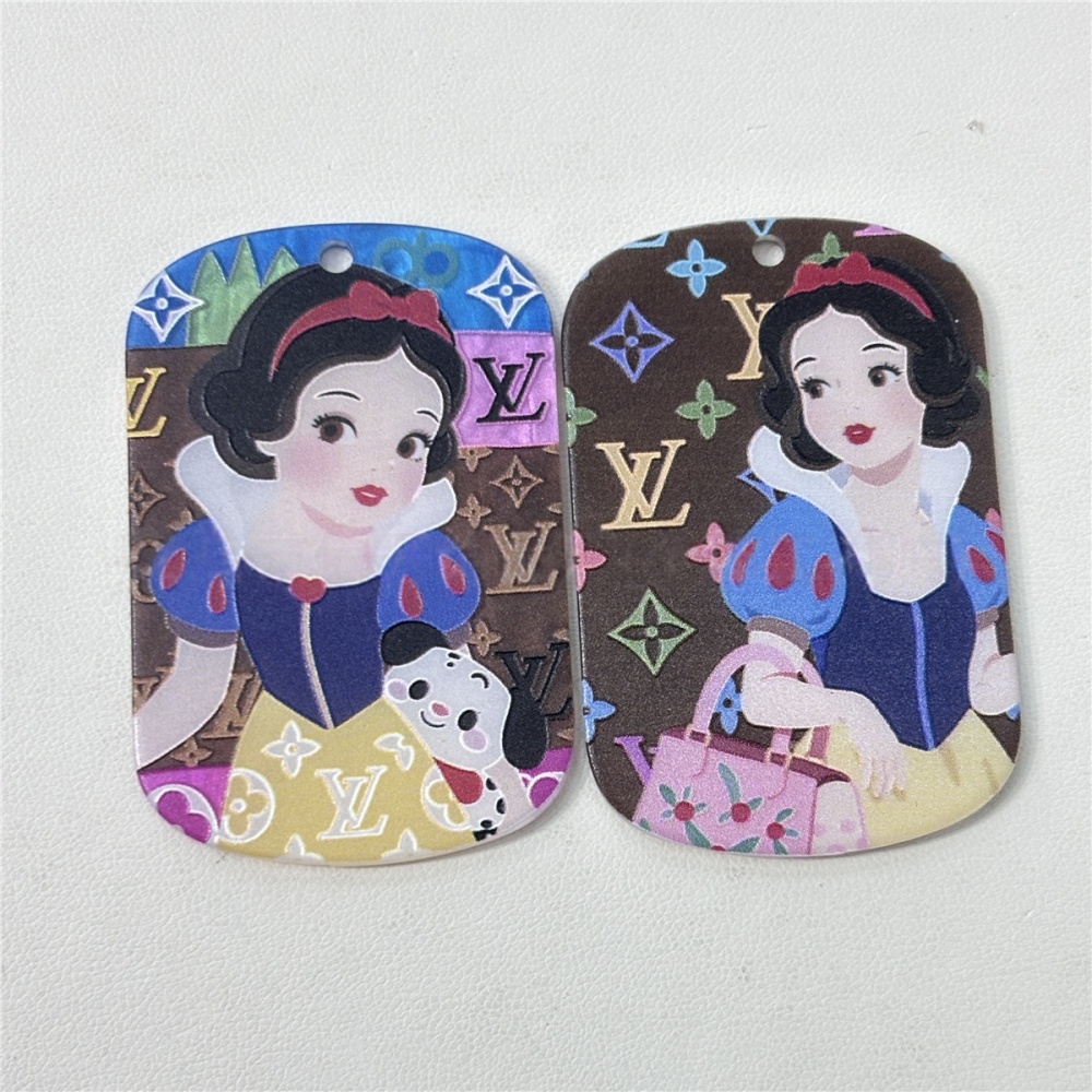 Hanging Hole Engraved Cartoon Princess Printed Card Charms for DIY Jewelry, Phone Chain & Bag Hanger
