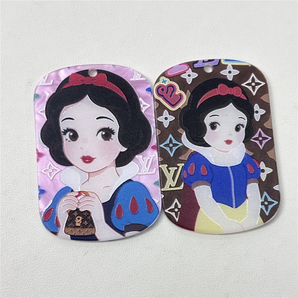 Hanging Hole Engraved Cartoon Princess Printed Card Charms for DIY Jewelry, Phone Chain & Bag Hanger