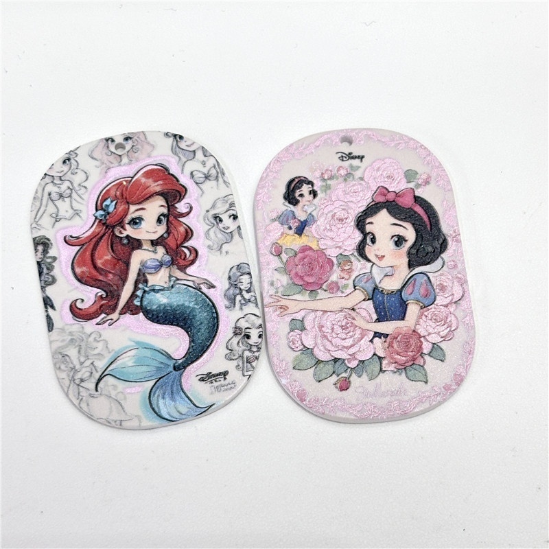 Acrylic Cartoon Princess Printed Charms with Hole, DIY Accessories for Phone Strap & Keychain