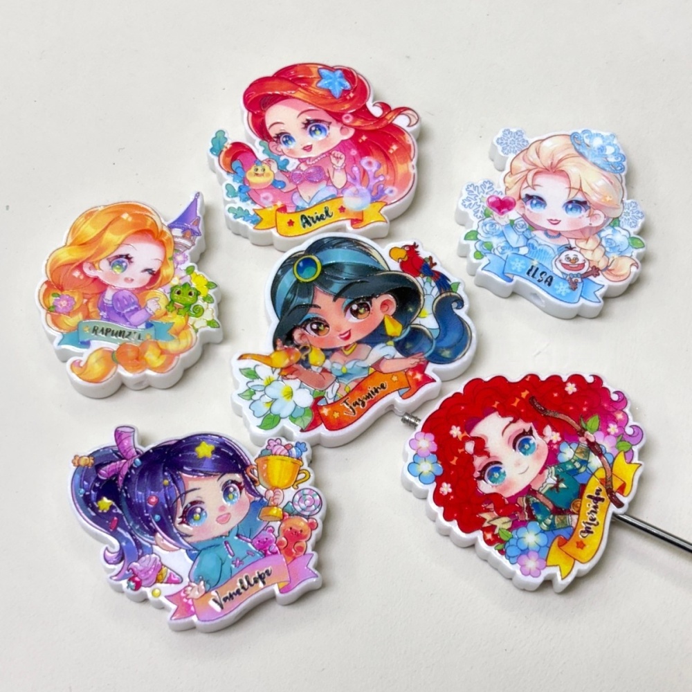 Through Hole Q Version Princess Cartoon Beads, DIY Beads for Bead Pen, Phone Lanyard & Bag Chain