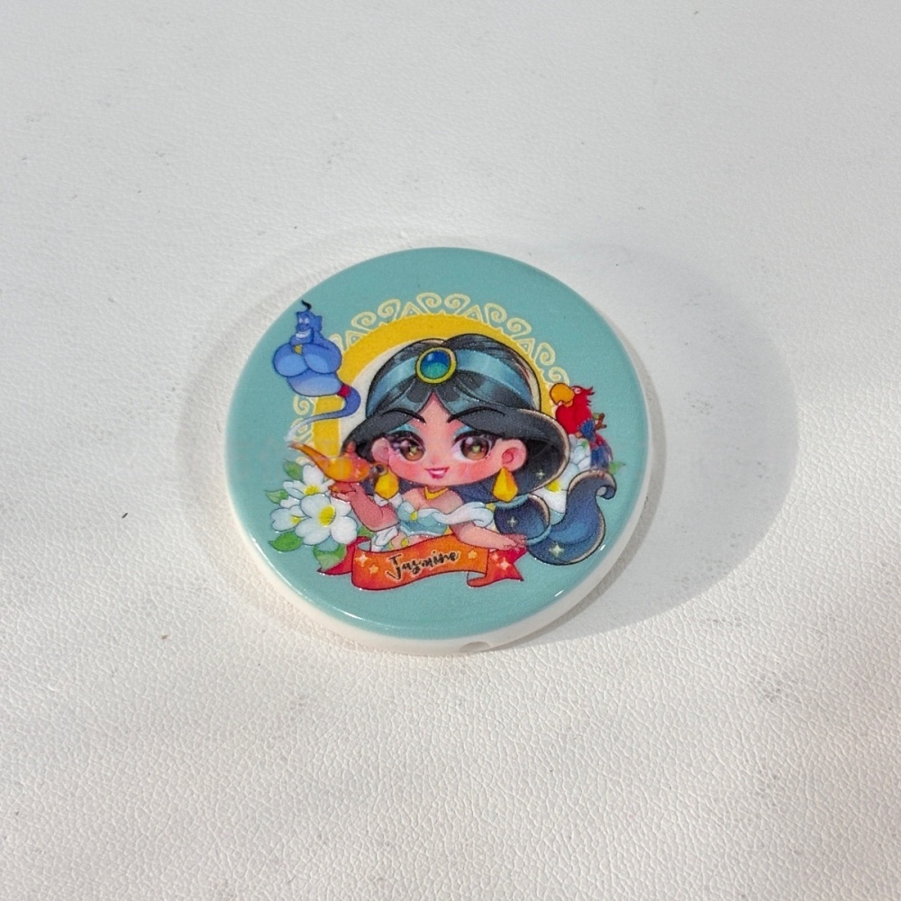 Round Disc Beads with Through Hole, Cute Princess Cartoon Charms for Bag, Pen & Jewelry Making