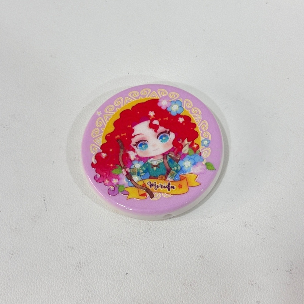 Round Disc Beads with Through Hole, Cute Princess Cartoon Charms for Bag, Pen & Jewelry Making